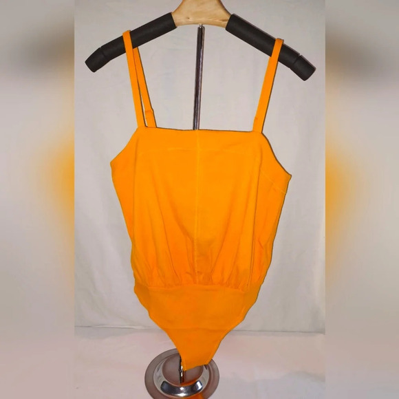 A NWT - Free People Marissa Tangerine Yellow Bodysuit Tank Top - Picture 1 of 6